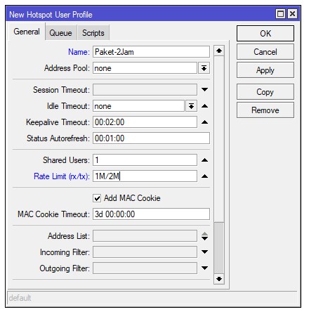 Setting Rate Limit Bandwidth di User Profile Mikrotik