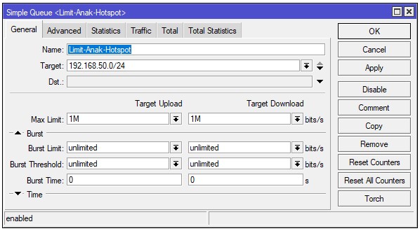 Cara Setting Simple Queue Limit Bandwidth