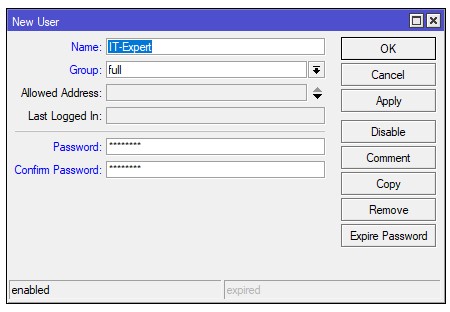 Daftar User Mikrotik