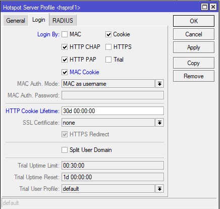 Setting MAC Cookie Timeout 30 Hari