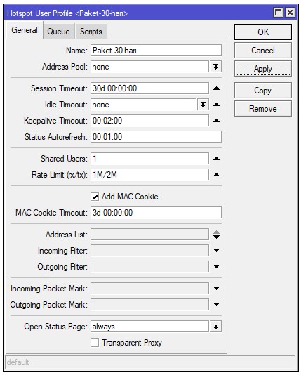 Setting Session Timeout Mikrotik pada User Profile